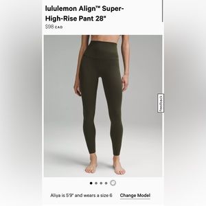 Size 6 Olive Green Lululemon Align Leggings